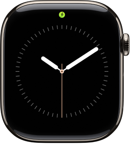 Apple Watch-urskiven med en prikk for Oppdateringer i sanntid øverst i midten.