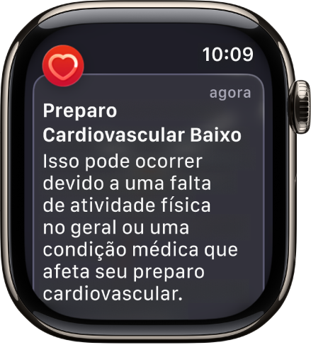 Um alerta de Batimentos, indicando um preparo cardiovascular baixo.