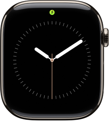Mostrador do Apple Watch com o ponto de Atividade ao Vivo na parte superior central.