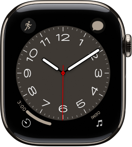 หน้าปัดนาฬิกามหานคร ซึ่งคุณสามารถหมุน Digital Crown เพื่อเปลี่ยนรูปลักษณ์ของประเภทได้ หน้าปัดแสดงสี่กลไกหน้าปัด ได้แก่ ออกกำลังกายที่ด้านซ้ายบนสุด เพลงที่ด้านขวาบนสุด นาฬิกานับถอยหลังที่ด้านซ้ายล่างสุด และวันที่ที่ด้านขวาล่างสุด