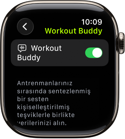 Antrenman uygulamasında Workout Buddy ekranı.