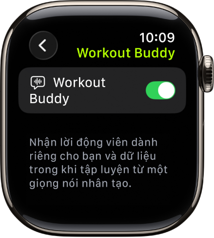 Màn hình Workout Buddy trong ứng dụng Bài tập.