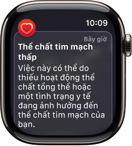 Một cảnh báo Nhịp tim, cho biết thể chất tim mạch thấp.