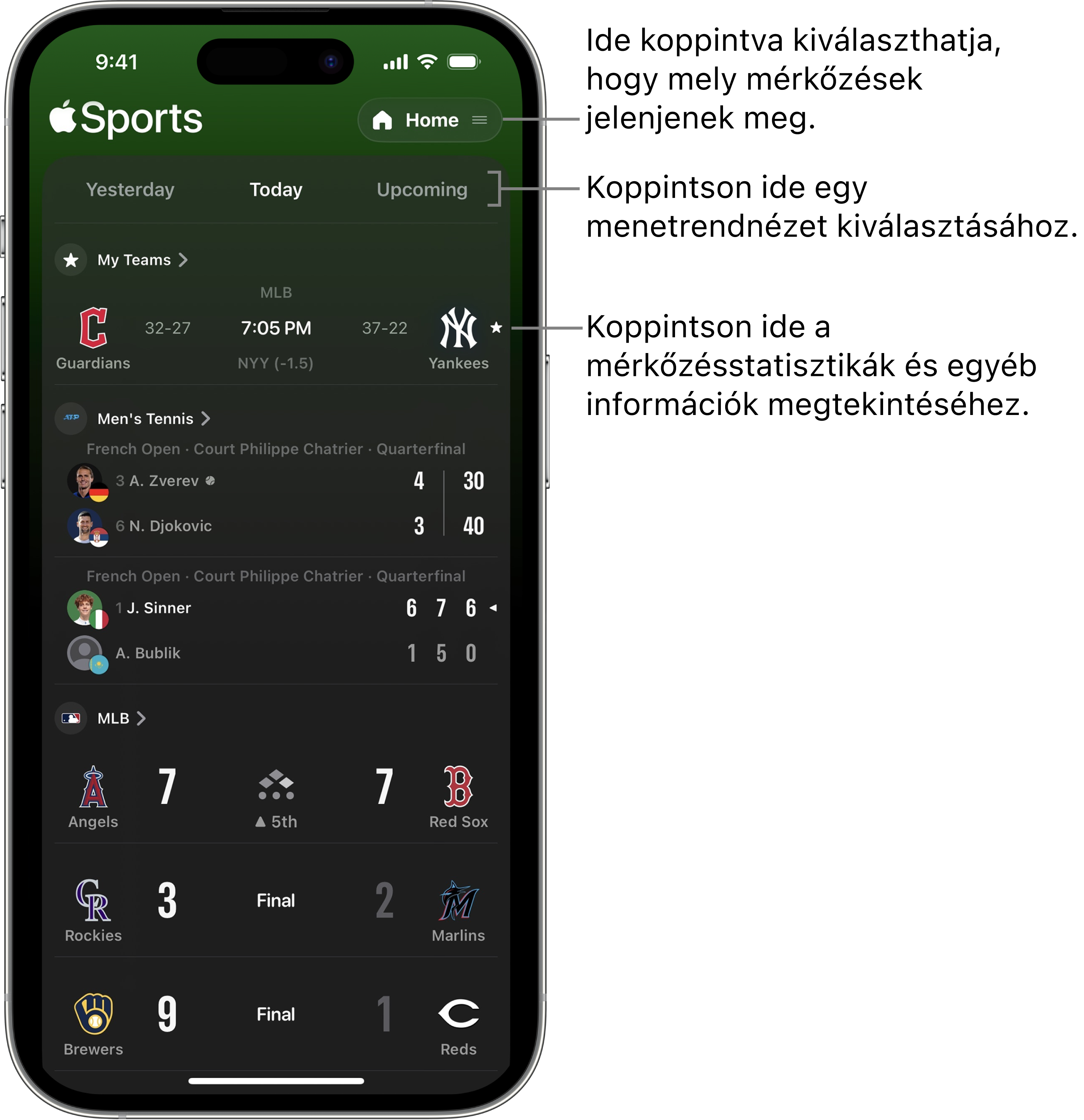 Eredmények részletei az Apple Sport appban