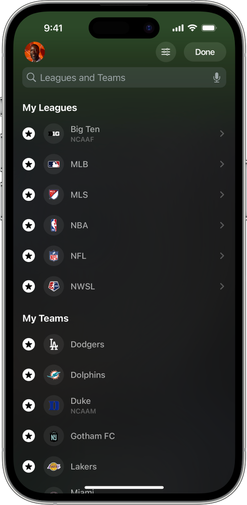Podrobné skóre v apke Apple Sports