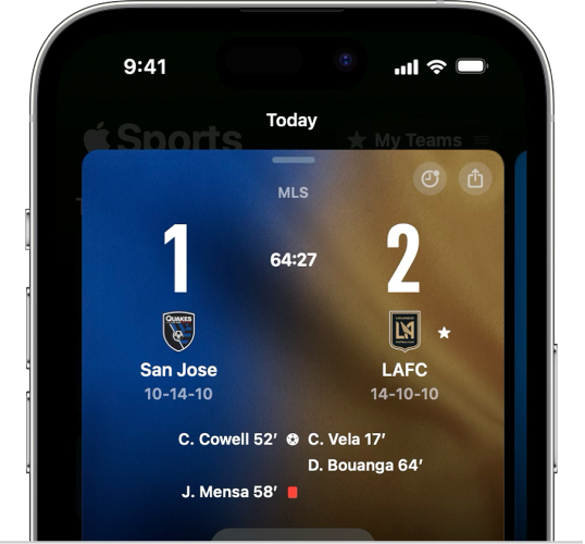 Apple Sports-appen visar matchinformation
