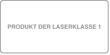 Ein Etikett mit der Bezeichnung „Produkt der Laserklasse 1“