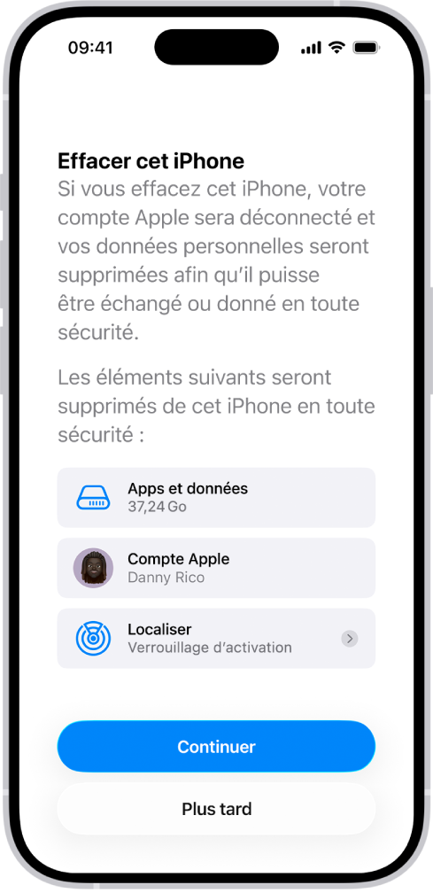 L’écran « Effacer cet iPhone ».