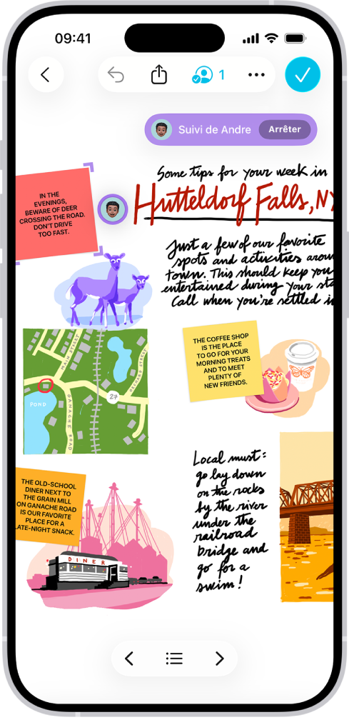 Une personne suit le tableau Freeform d’une autre personne.