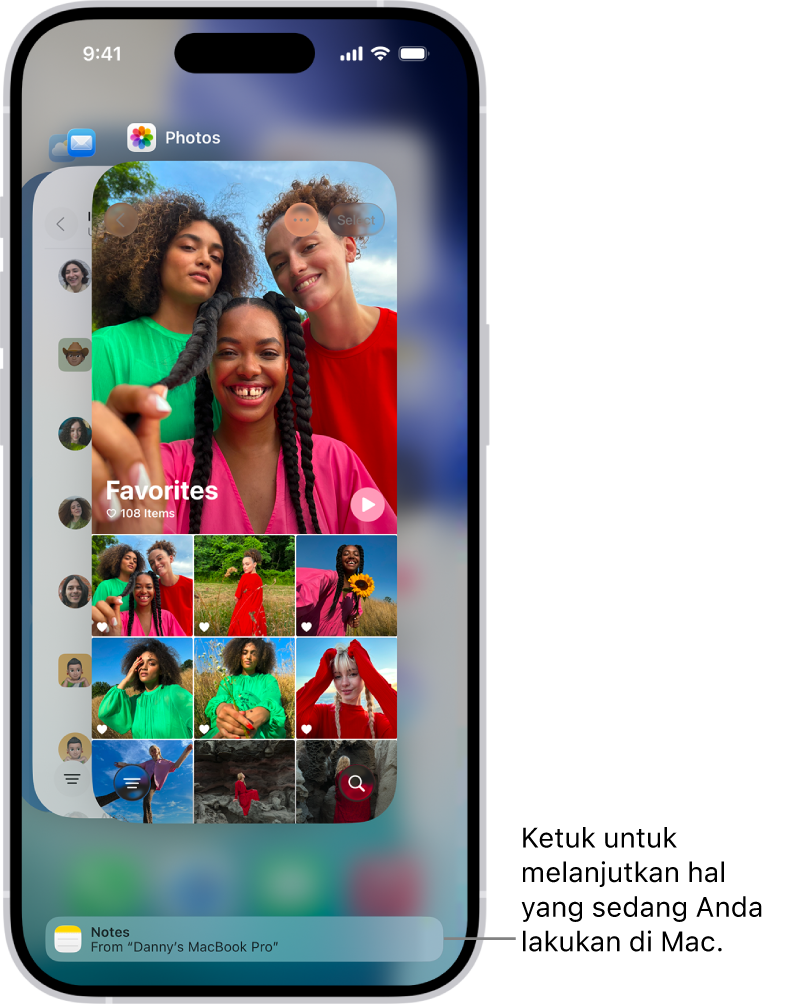 Pengalih App di iPhone yang menampilkan pemberitahuan handoff di bagian bawah layar.