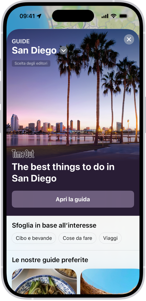 L’app Mappe con una guida di luoghi sottomarini.