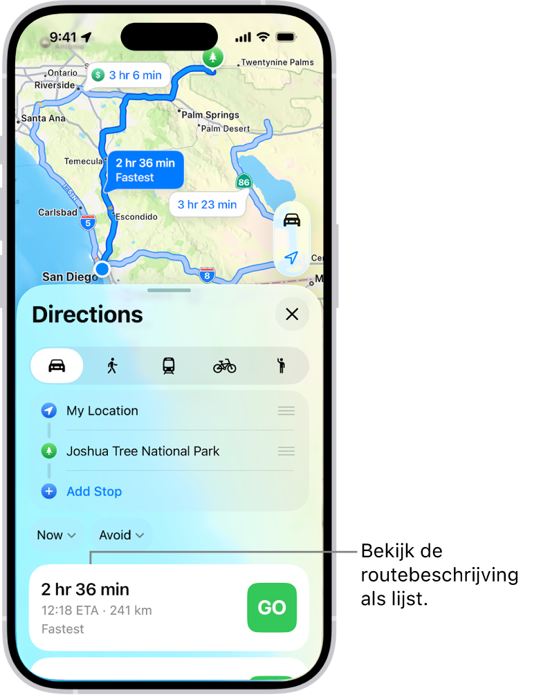 Een kaart met verschillende routes.