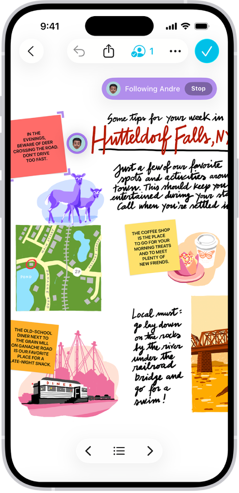 Один пользователь Freeform следит за доской другого.