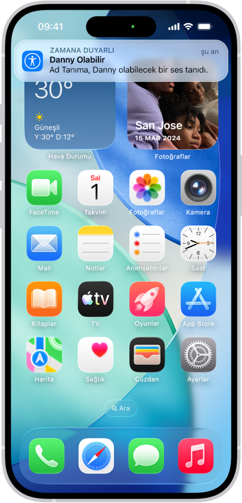 iPhone’daki bir bildirim Ad Tanıma’nın ad olabilecek bir ses tanıdığını gösteriyor.