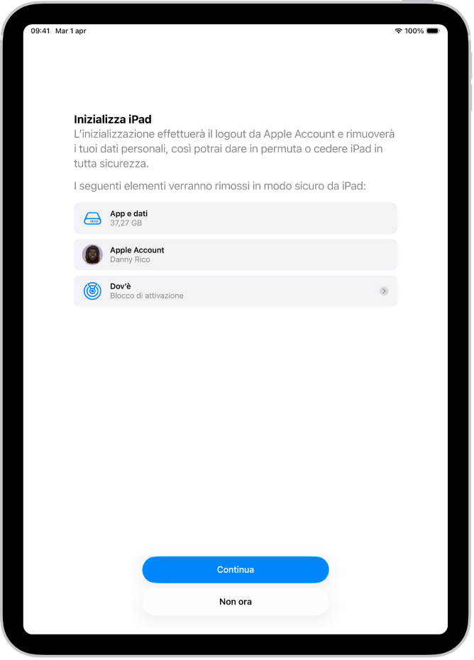 La schermata di inizializzazione di iPad.