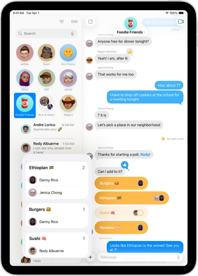 Aptauja lietotnē Messages.