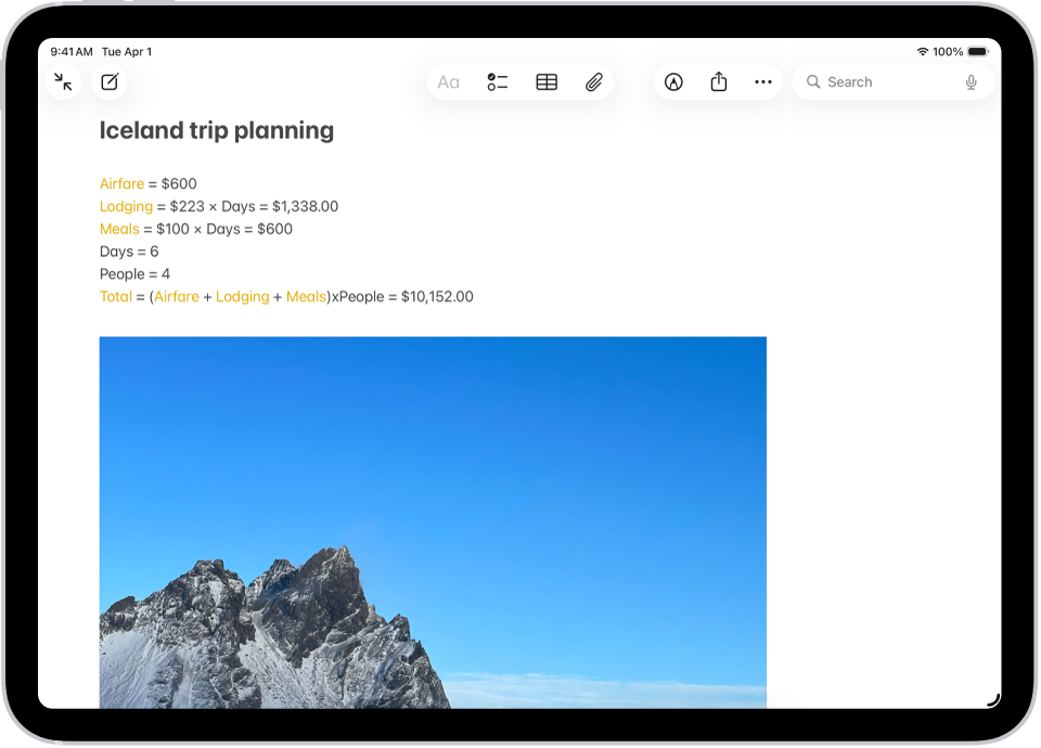 ਯਾਤਰਾ ਦੇ ਖ਼ਰਚਿਆਂ ਦੇ ਹਿਸਾਬ ਅਤੇ ਤਸਵੀਰ ਸਮੇਤ ਯਾਤਰਾ ਦੀ ਯੋਜਨਾ ਬਣਾਉਣ ਲਈ ਇੱਕ ਨੋਟ।