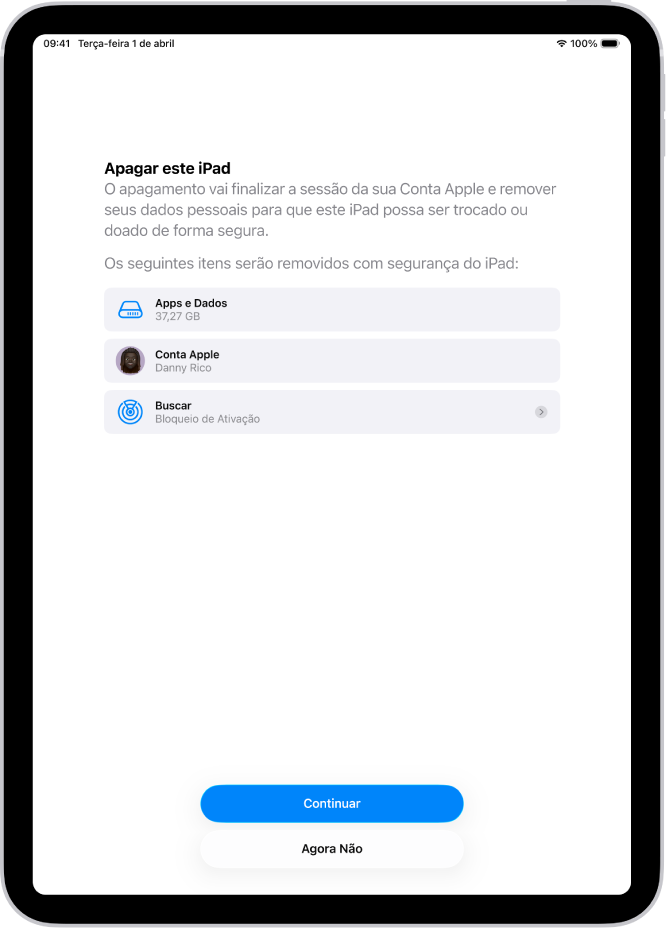 A tela Apagar Este iPad.