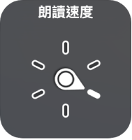 指針指向「朗讀速度」設定的轉輪控制項目。