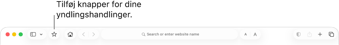 En værktøjslinje med en knap, du kan tilføje til dine yndlingshandlinger.