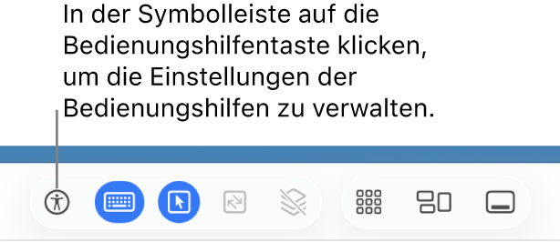In der Symbolleiste der Bildschirmfreigabe wird die Bedienungshilfentaste angezeigt.