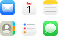 Mail, Calendar, Notes, Contacts, Reminders, and Messages icons