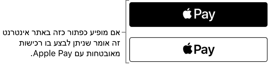 הכפתור המופיע באתרים המקבלים Apple Pay לרכישות.