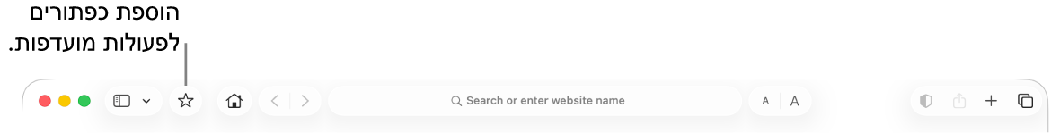 סרגל כלים המציג כפתור שאפשר להוסיף עבור הפעולות המועדפות עליך.