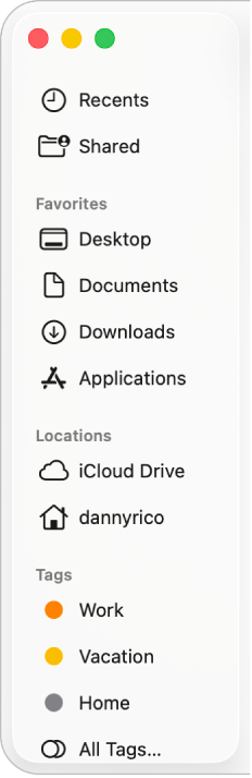 De Finder-navigatiekolom.