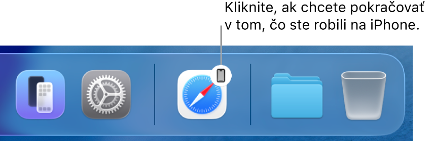 Ikona Handoffu zobrazená v Docku na Macu.