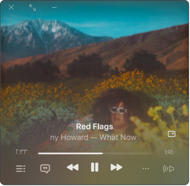 المشغّل المصغّر في Apple Music يعرض العمل الفني للألبوم.