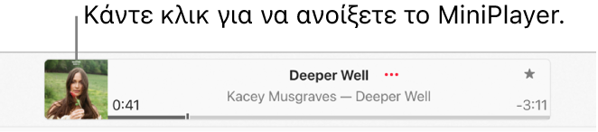 Επιλέξτε το εξώφυλλο στα αριστερά του παραθύρου αναπαραγωγής για να ανοίξετε το MiniPlayer.
