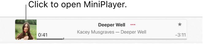 Select the album art on the left of the playback window to open MiniPlayer.