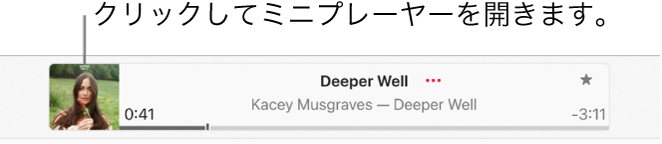 再生ウインドウの左側のアルバムアートワークを選択してミニプレーヤーを開きます。