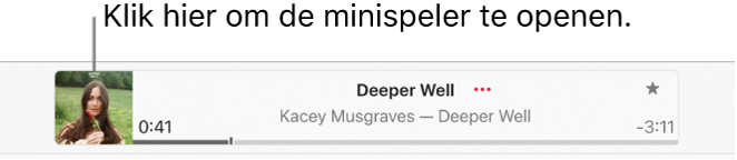 Selecteer de albumillustratie links van het afspeelvenster om de minispeler te openen.