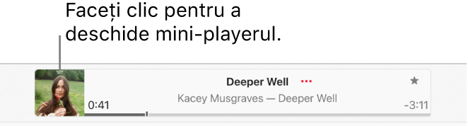 Selectați ilustrația albumului în stânga ferestrei de redare pentru a deschide mini‑playerul.
