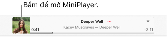 Chọn hình minh họa album ở bên trái của cửa sổ phát lại để mở MiniPlayer.
