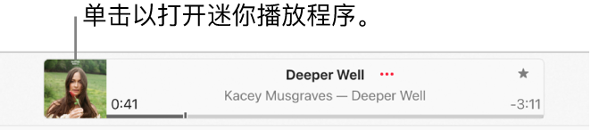 选择播放窗口左侧的专辑插图以打开迷你播放程序。