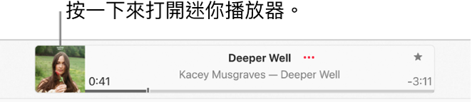 選取播放視窗左側的專輯插圖來開啟「迷你播放器」。
