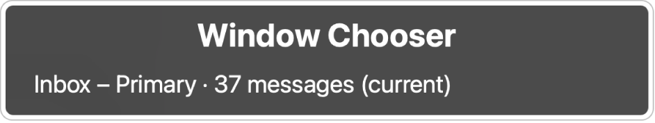 O Seletor de Janela mostrando uma janela aberta.