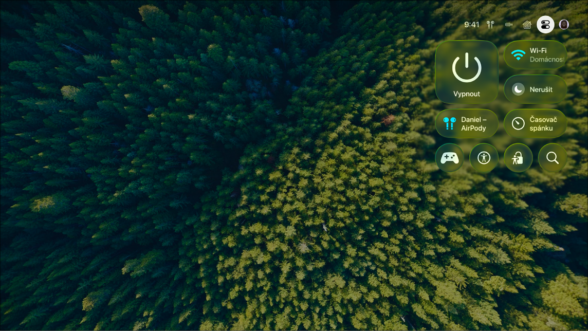 Ovládací centrum na obrazovce Apple TV