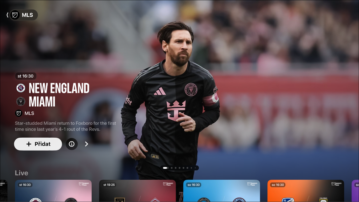 Obrazovka služby MLS Season Pass