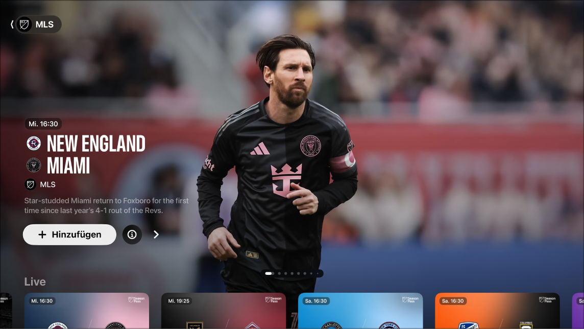 Bildschirm mit „MLS Season Pass“