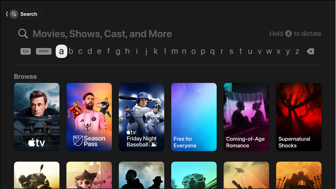 Screen showing search
