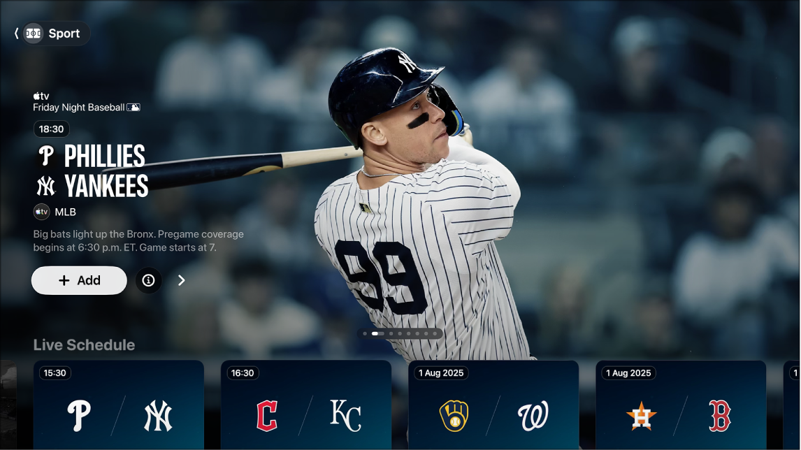 Screen showing Sport