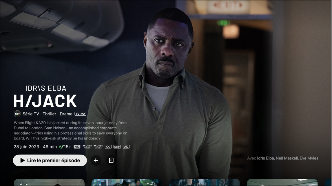 Écran d’information sur une série TV