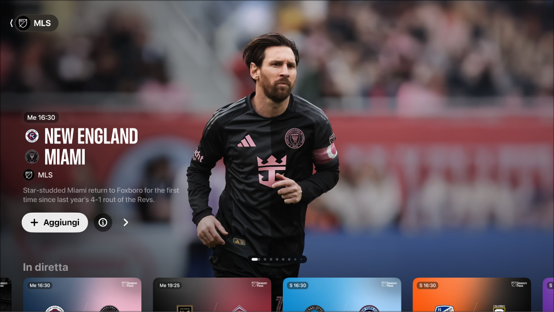 Schermata che mostra MLS Season Pass