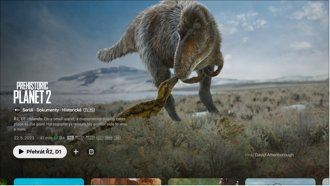 Obrazovka s informacemi o televizním pořadu