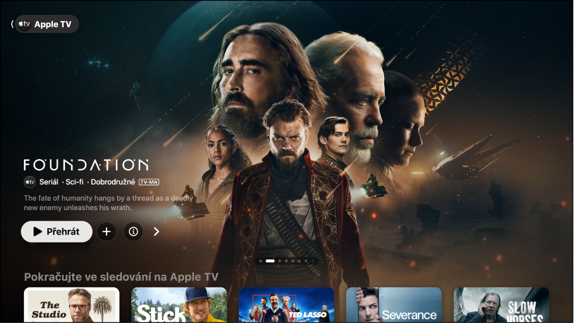 Obrazovka s aplikací Apple TV