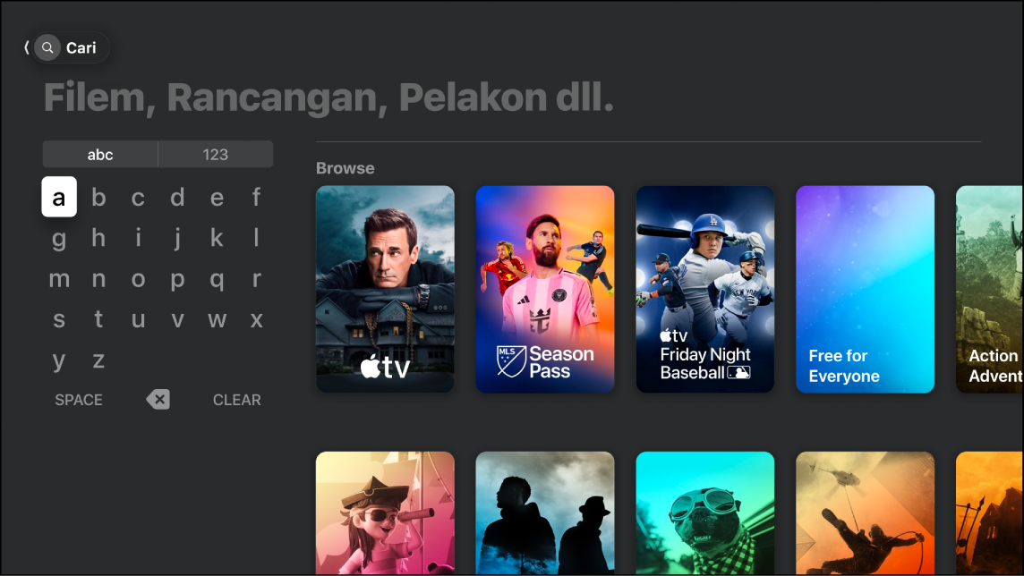 Skrin menunjukkan carian